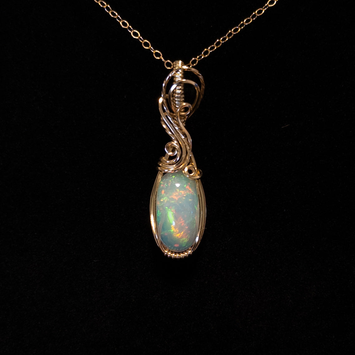 4ct. Ethiopian Opal & 14K. Gold-Filled Pendant
