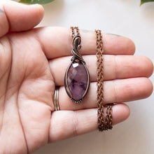 Load image into Gallery viewer, Faceted Amethyst &amp; Copper Wrapped Pendant
