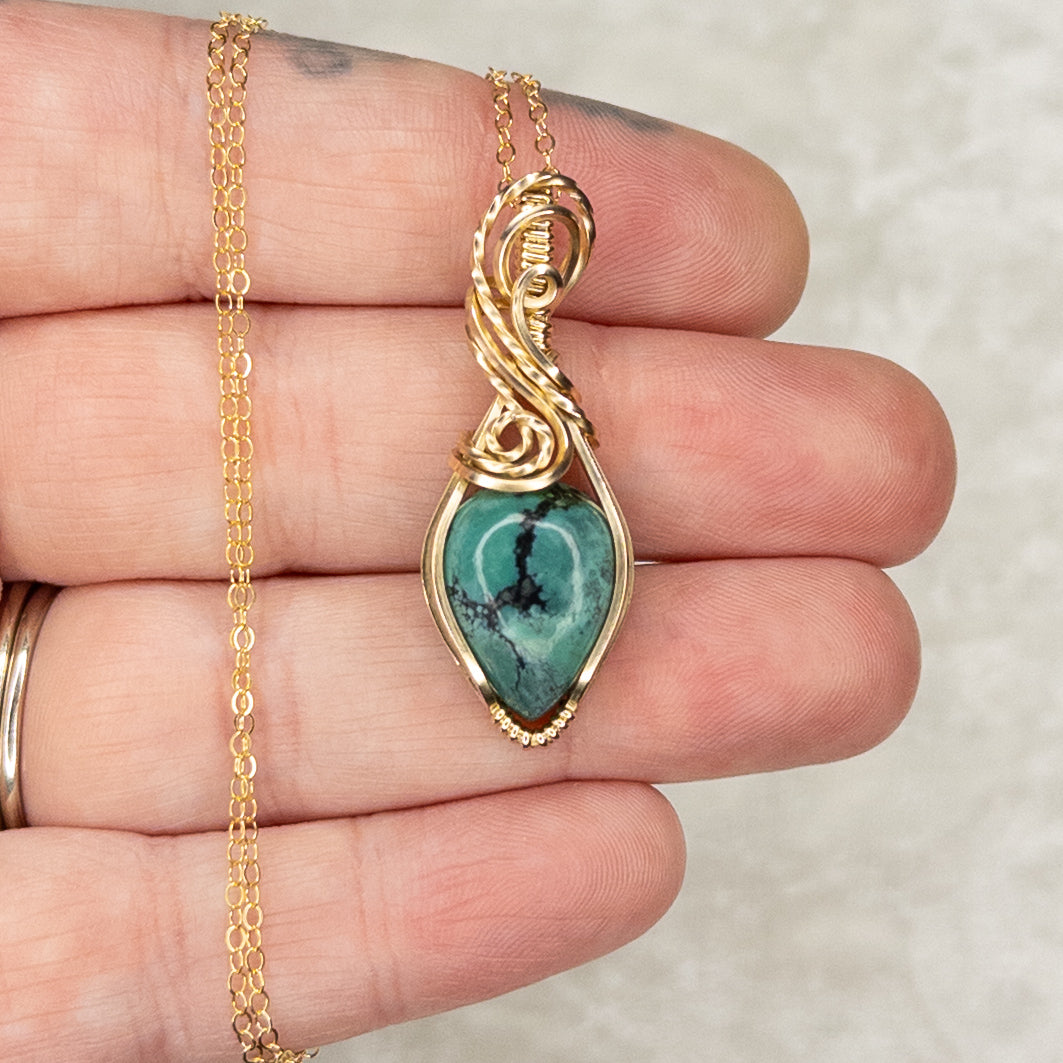 Dainty Turquoise 14k Gold-Filled Pendant