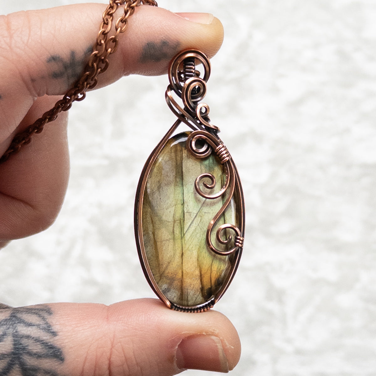 Autumn Sheen Labradorite Antiqued Copper Pendant