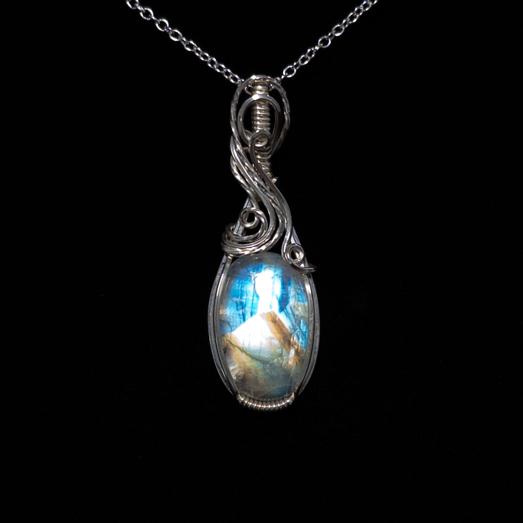 Rainbow Moonstone .925 Sterling Silver Pendant