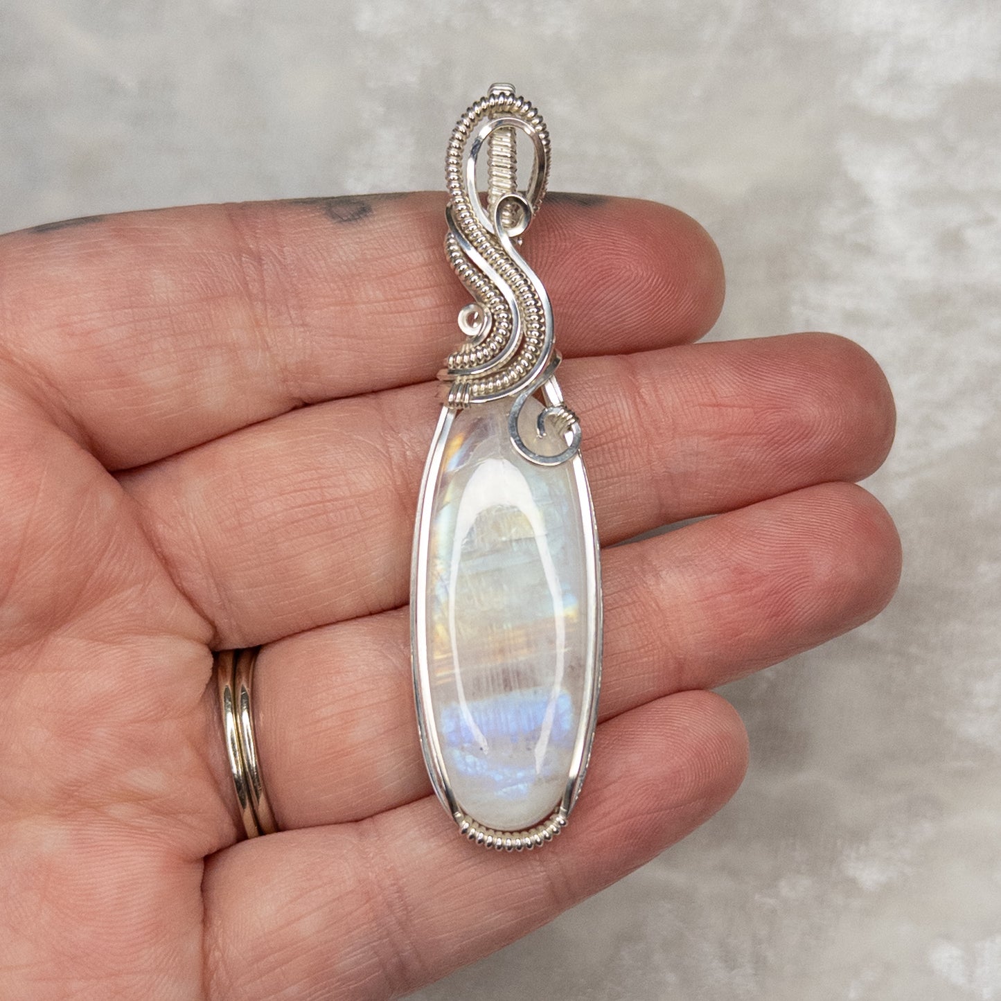 Rainbow Moonstone & .925 Sterling Silver Pendant