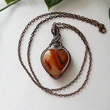 Load image into Gallery viewer, XL Carnelian Heart &amp; Copper Wrapped Pendant - A
