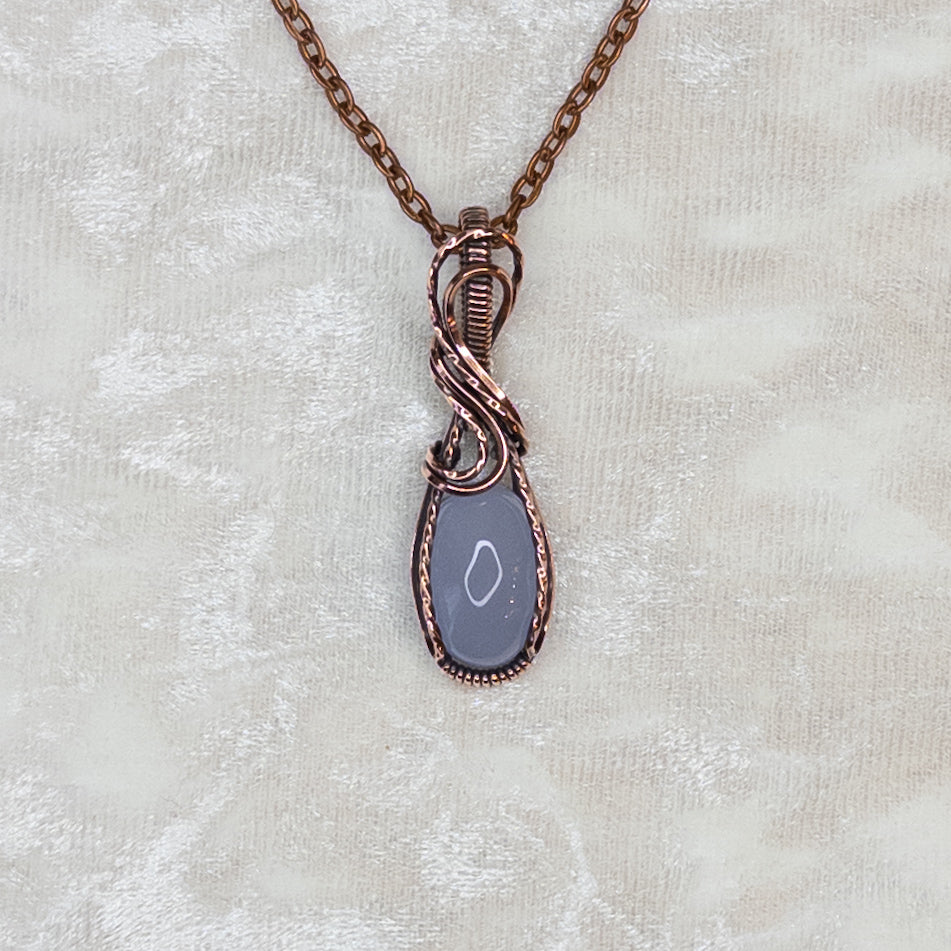 Blue Chalcedony Antiqued Copper Pendant