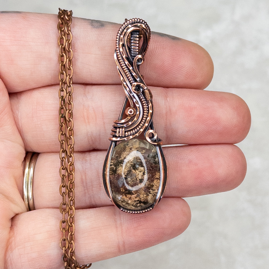 Garden Quartz Antiqued Copper Pendant