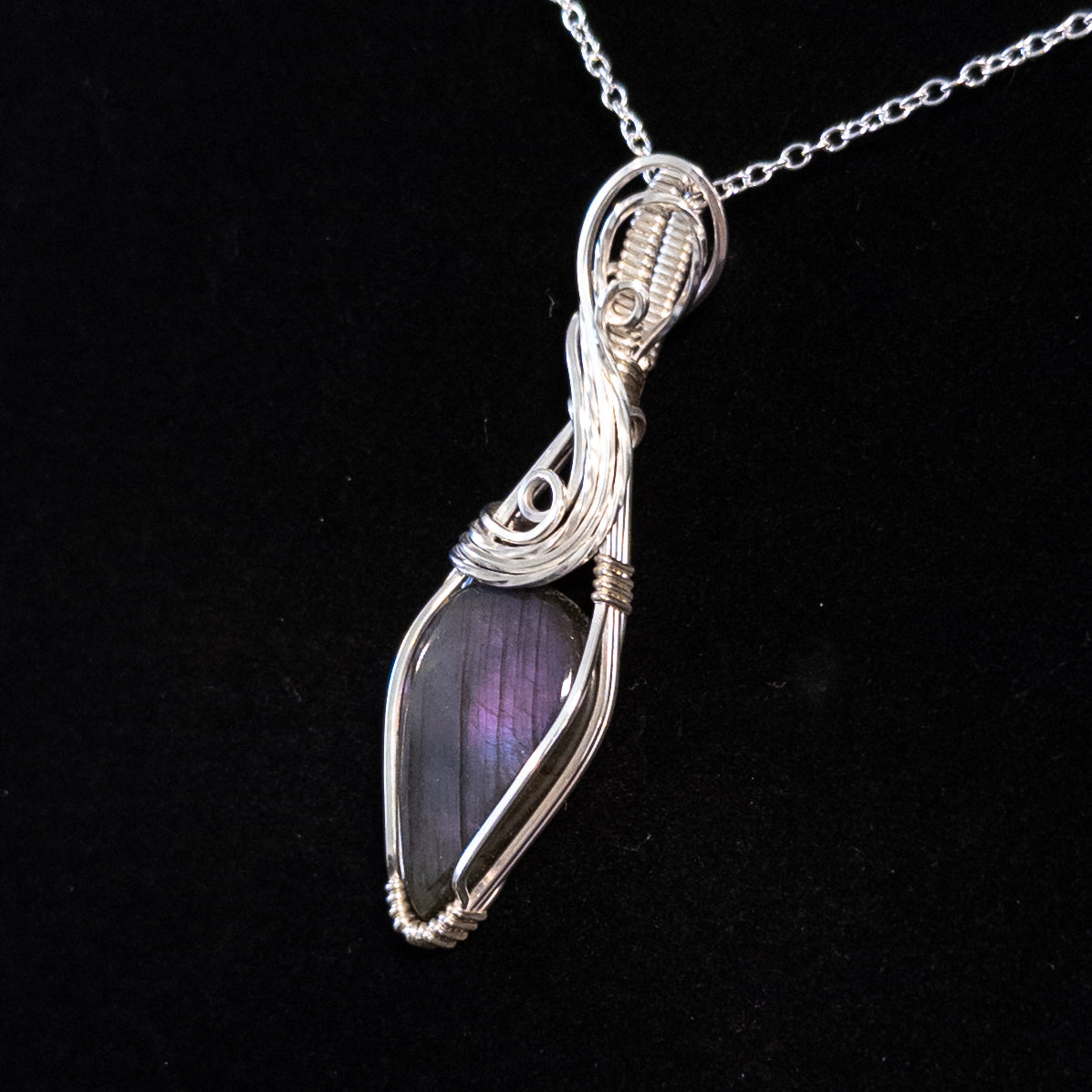 Purple & Blue Labradorite .925 Sterling Silver Pendant