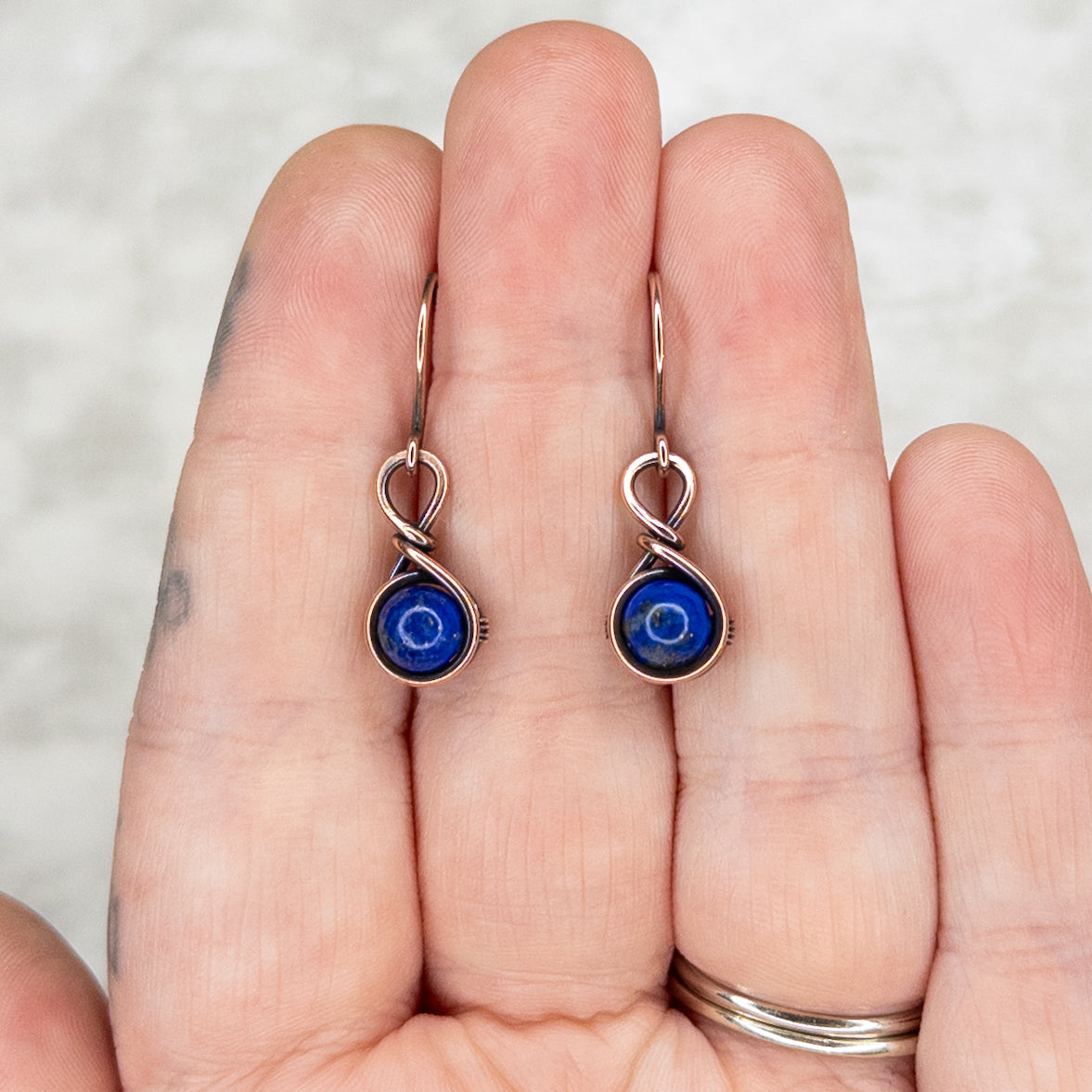 Lapis Antiqued Copper Earrings