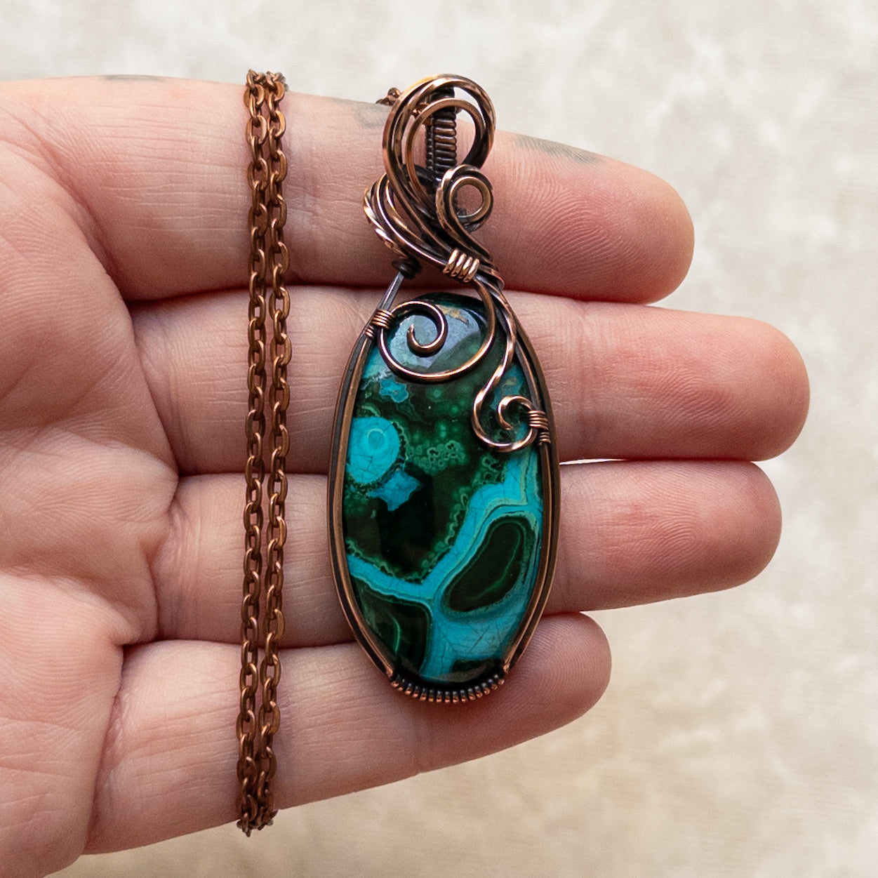 Malacholla Antiqued Copper Pendant