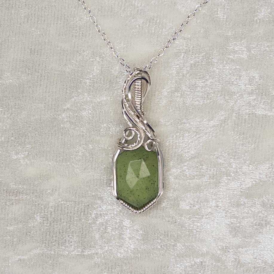 Moss Serpentine Sterling Silver Pendant