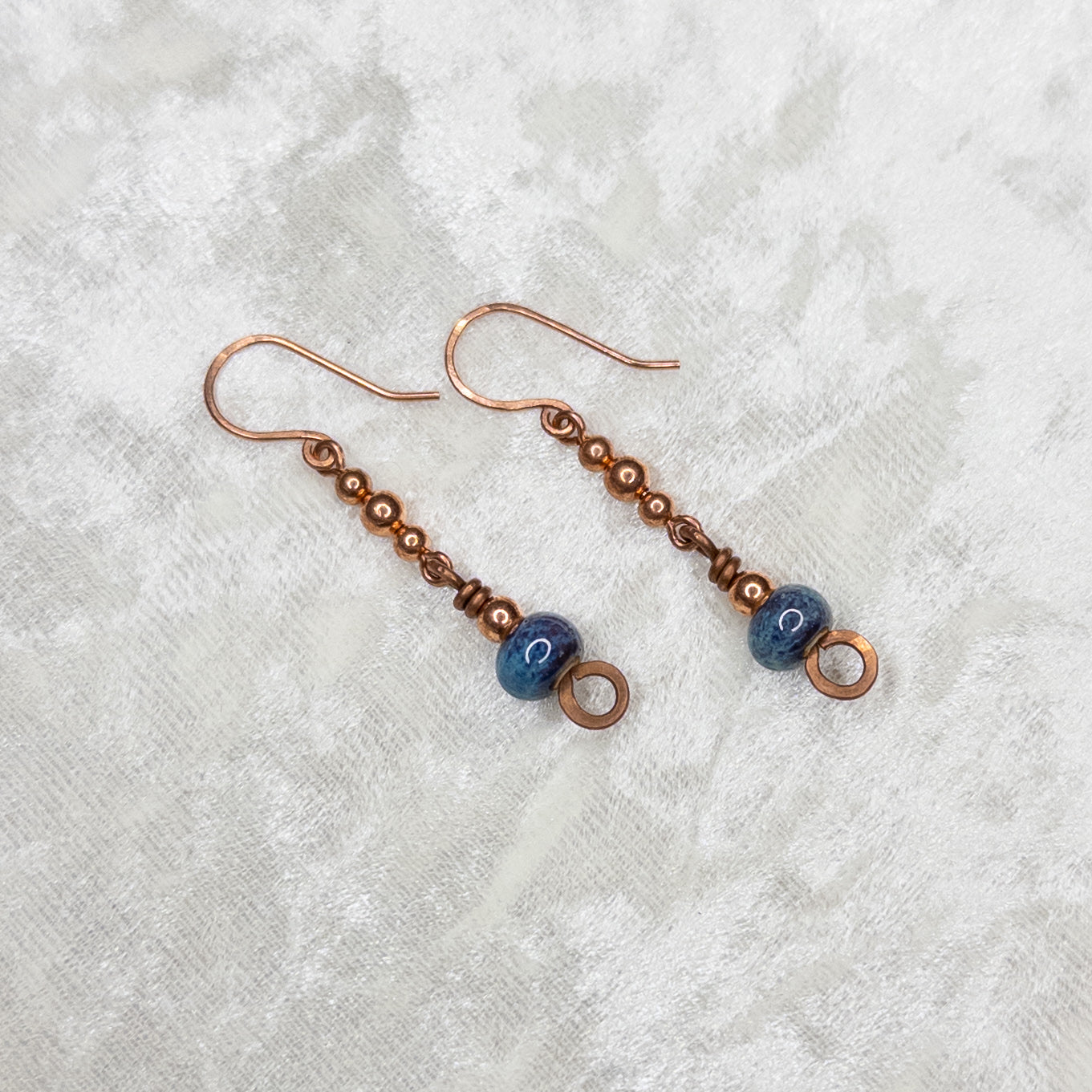 “Wisteria” Porcelain Beaded Copper Earrings