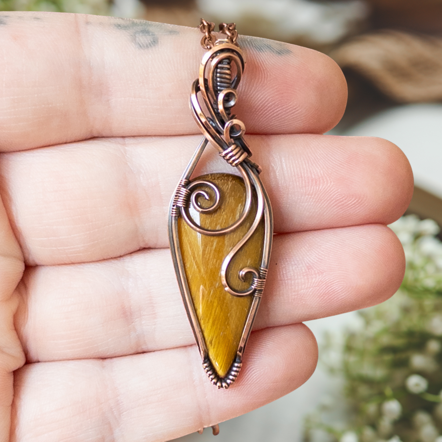 Tiger’s Eye Antiqued Copper Pendant