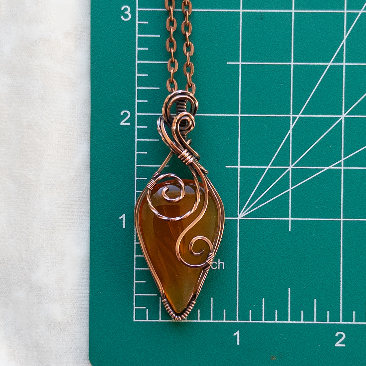 Orange Carnelian Antiqued Copper Pendant