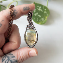 Load image into Gallery viewer, Unique Flash Labradorite &amp; Copper Wrapped Pendant
