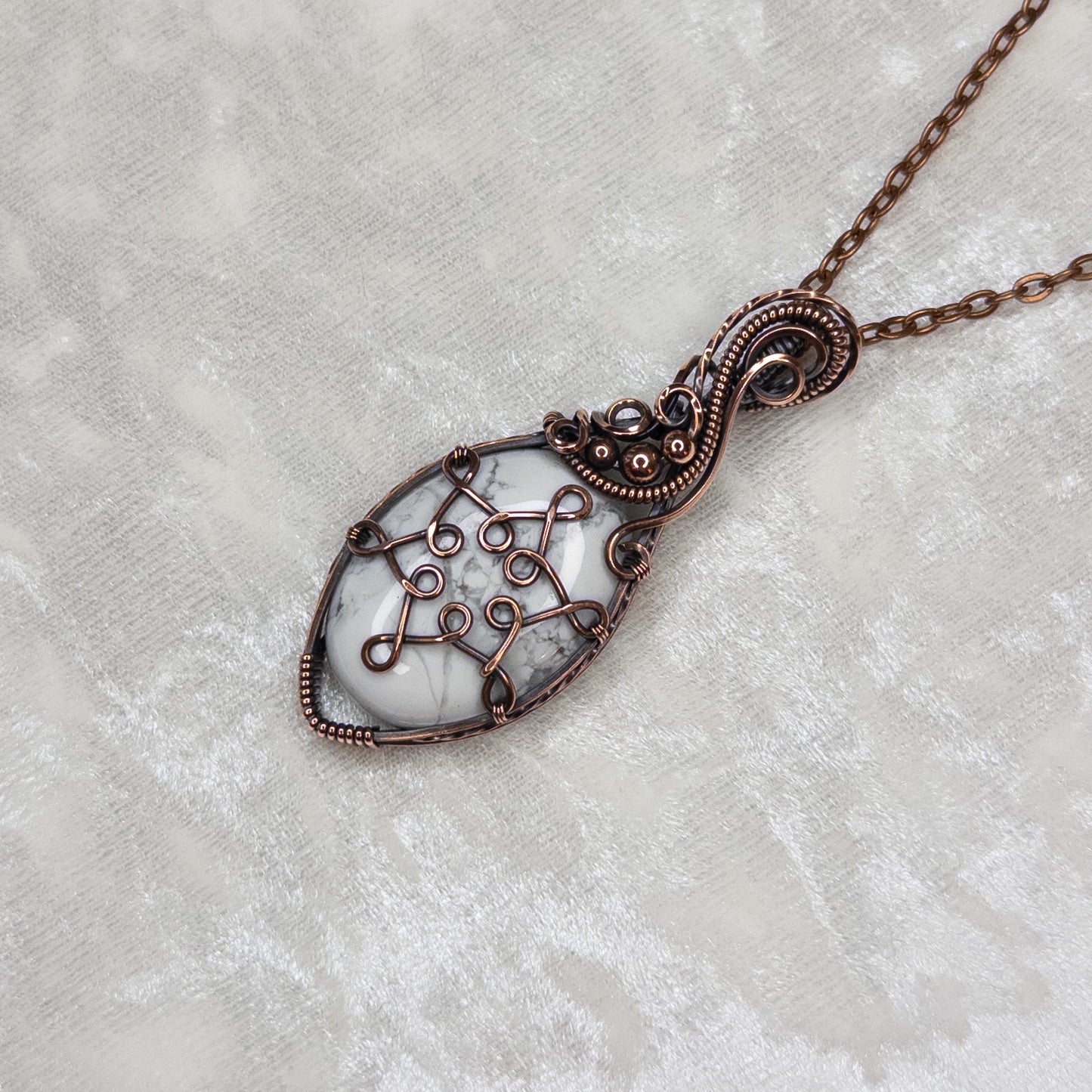 Howlite Snowflake Antiqued Copper Pendant - C