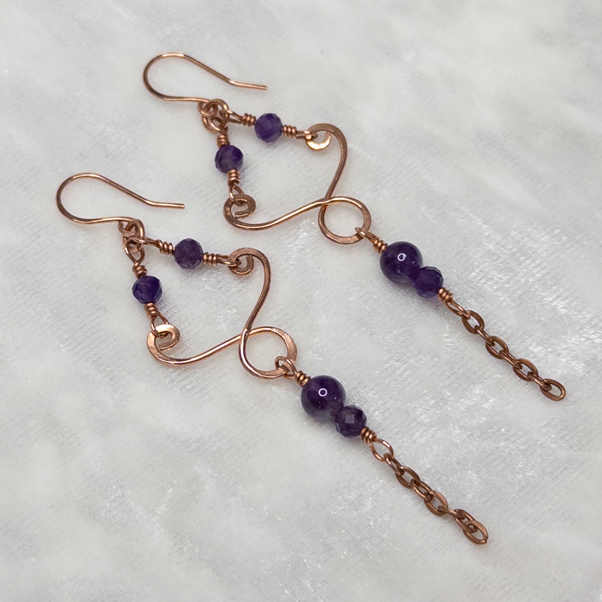 Amethyst Copper Chandelier Earrings