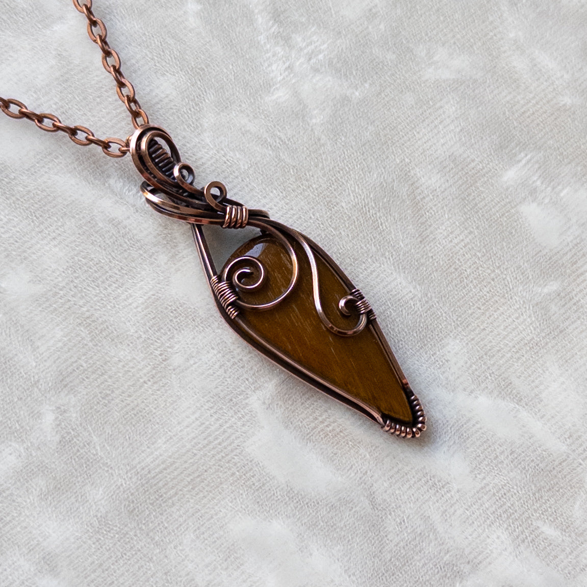 Tiger’s Eye Antiqued Copper Pendant