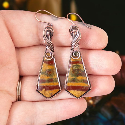 Autumn Jasper Antiqued Copper Earrings