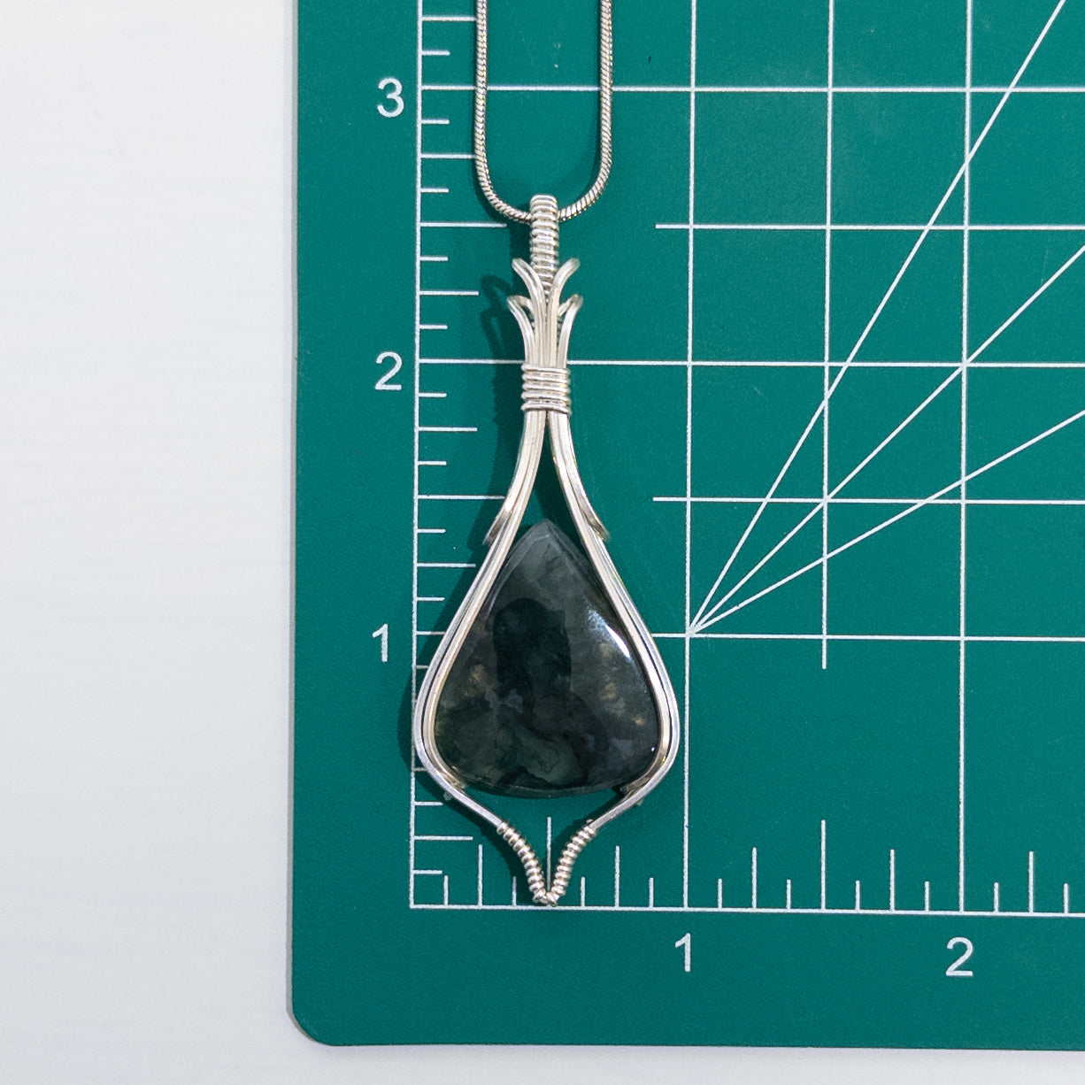 Moss Agate Sterling Silver Wrapped Pendant