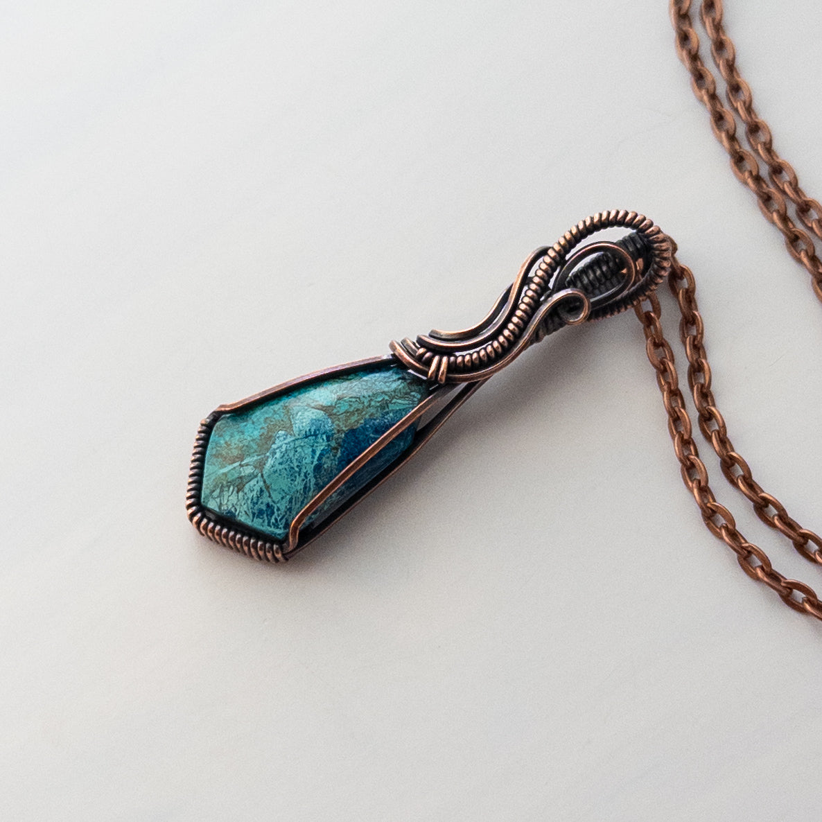 Rose Cut Quantum Quattro Copper Wrapped Pendant