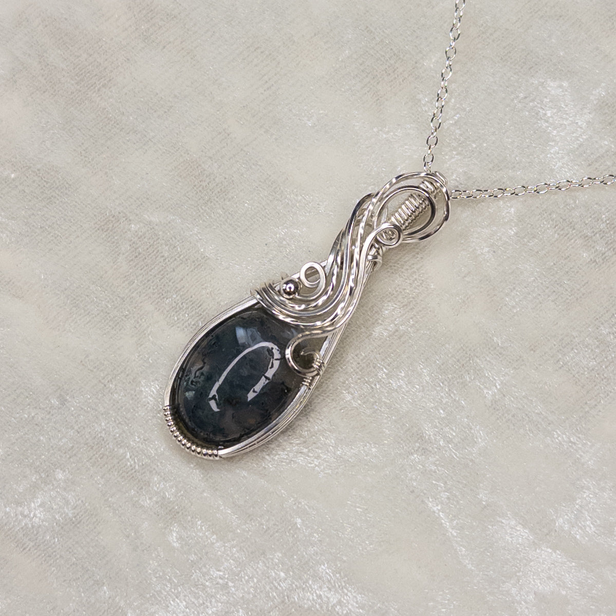 Moss Agate Sterling Silver Pendant