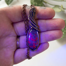 Load image into Gallery viewer, Ruby Kyanite &amp; Copper Wrapped Pendant (UV Reactive)
