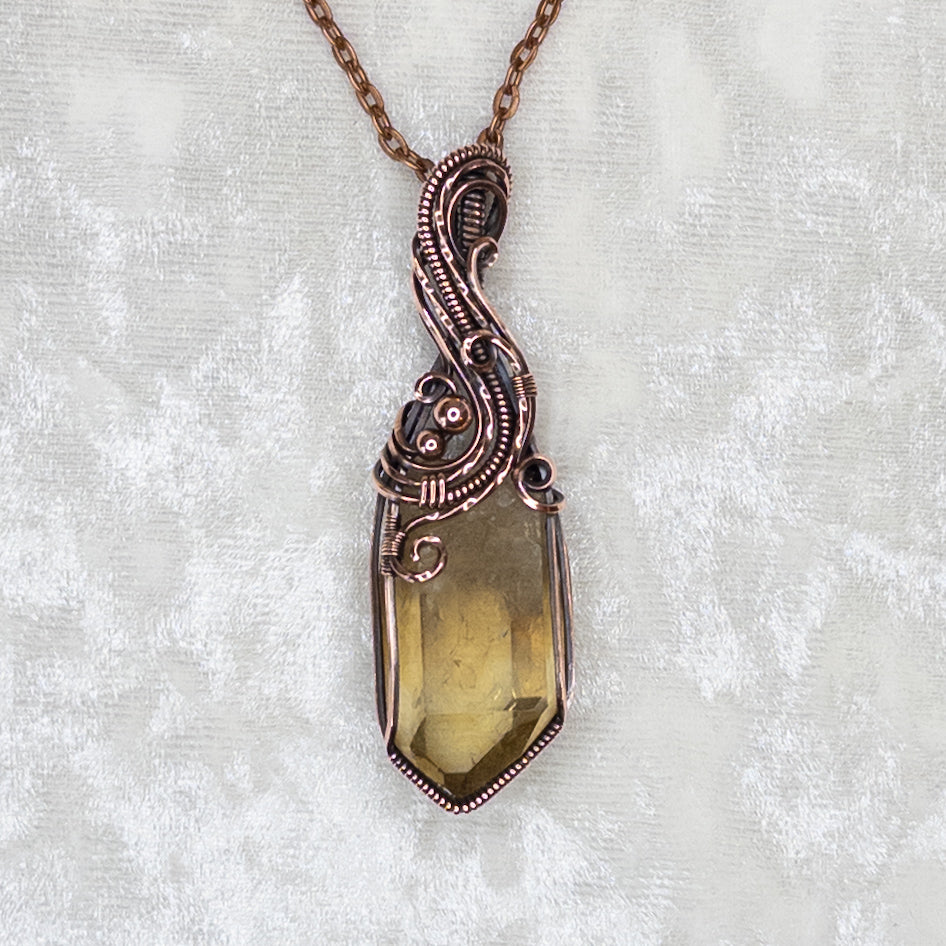 Rough Citrine Point Antiqued Copper Pendant