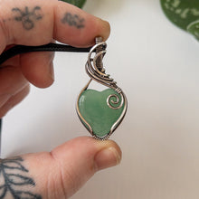 Load image into Gallery viewer, Green Aventurine Heart &amp; Sterling Silver Wrapped Pendant
