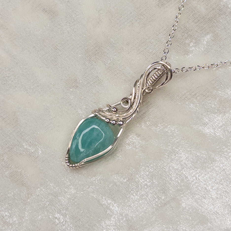 Dainty Amazonite .925 Sterling Silver Pendant