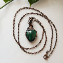 Load image into Gallery viewer, Malachite Heart &amp; Copper Wrapped Pendant
