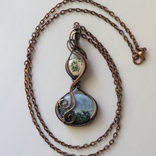 Load image into Gallery viewer, Mossy Blue Opal &amp; Ocean Jasper Copper Wrapped Pendant
