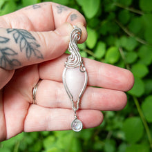 Charger l&#39;image dans la galerie, Pink Opal With Moonstone Charm Sterling Silver Wrapped Pendant
