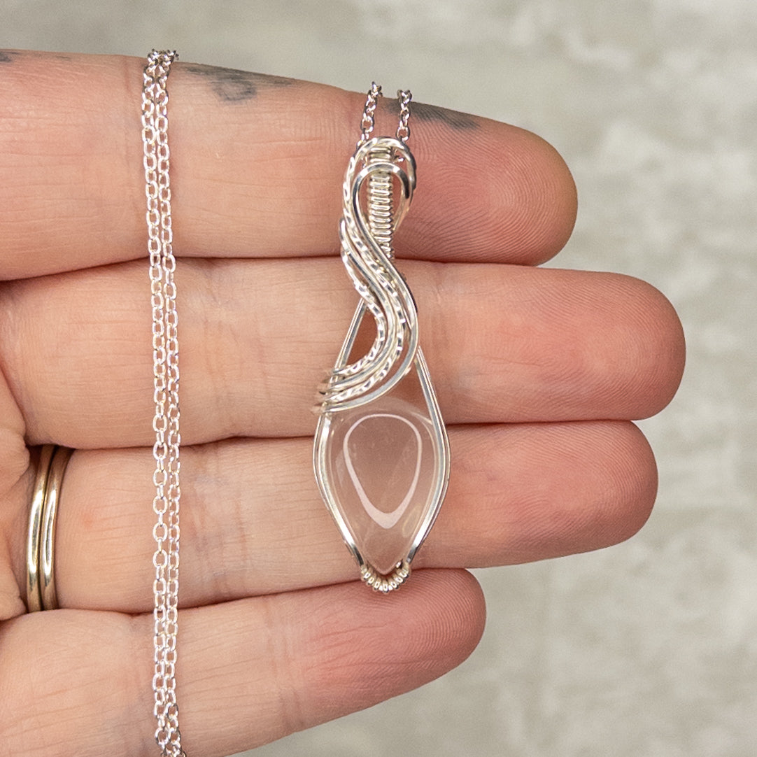 Rose Quartz .925 Sterling Silver Pendant