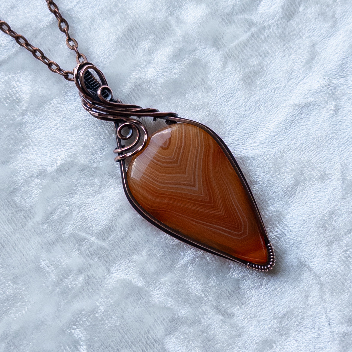 Orange Lake Superior Agate Pendant - Antiqued Copper