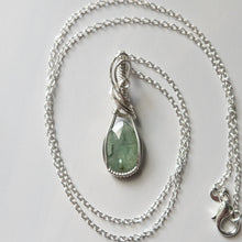 Load image into Gallery viewer, Faceted Green Kyanite &amp; Sterling Silver Wrapped Pendant
