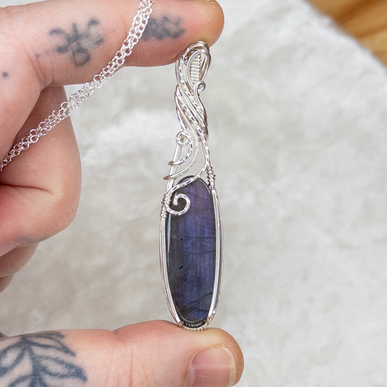 Purple & Blue Labradorite .925 Sterling Silver Pendant