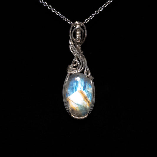 Rainbow Moonstone .925 Sterling Silver Pendant