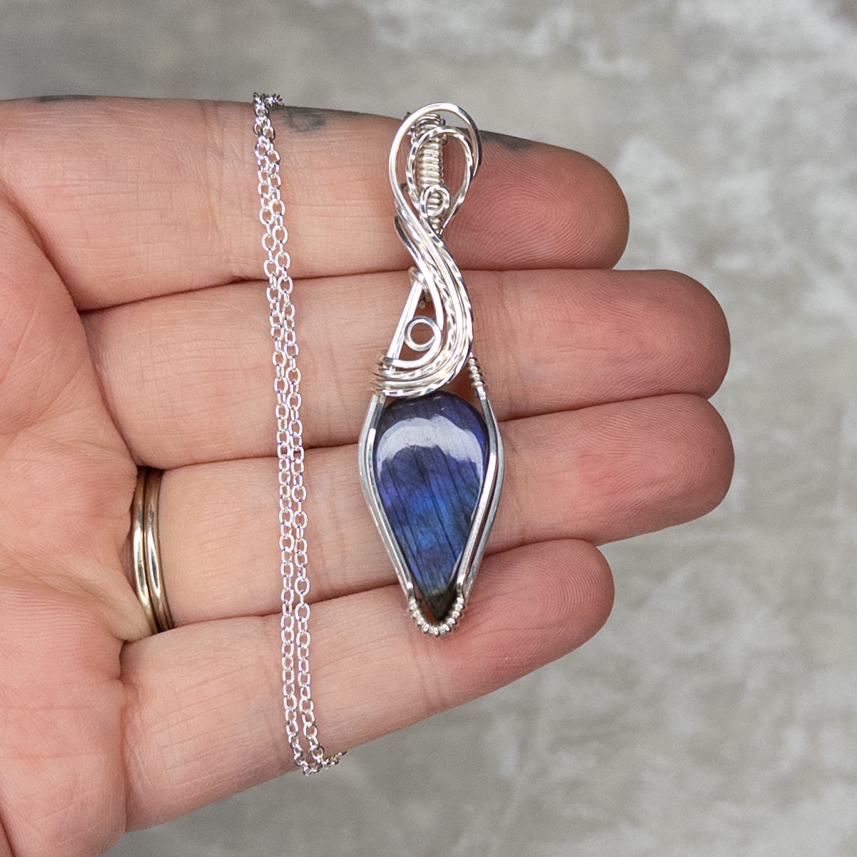 Purple & Blue Labradorite .925 Sterling Silver Pendant