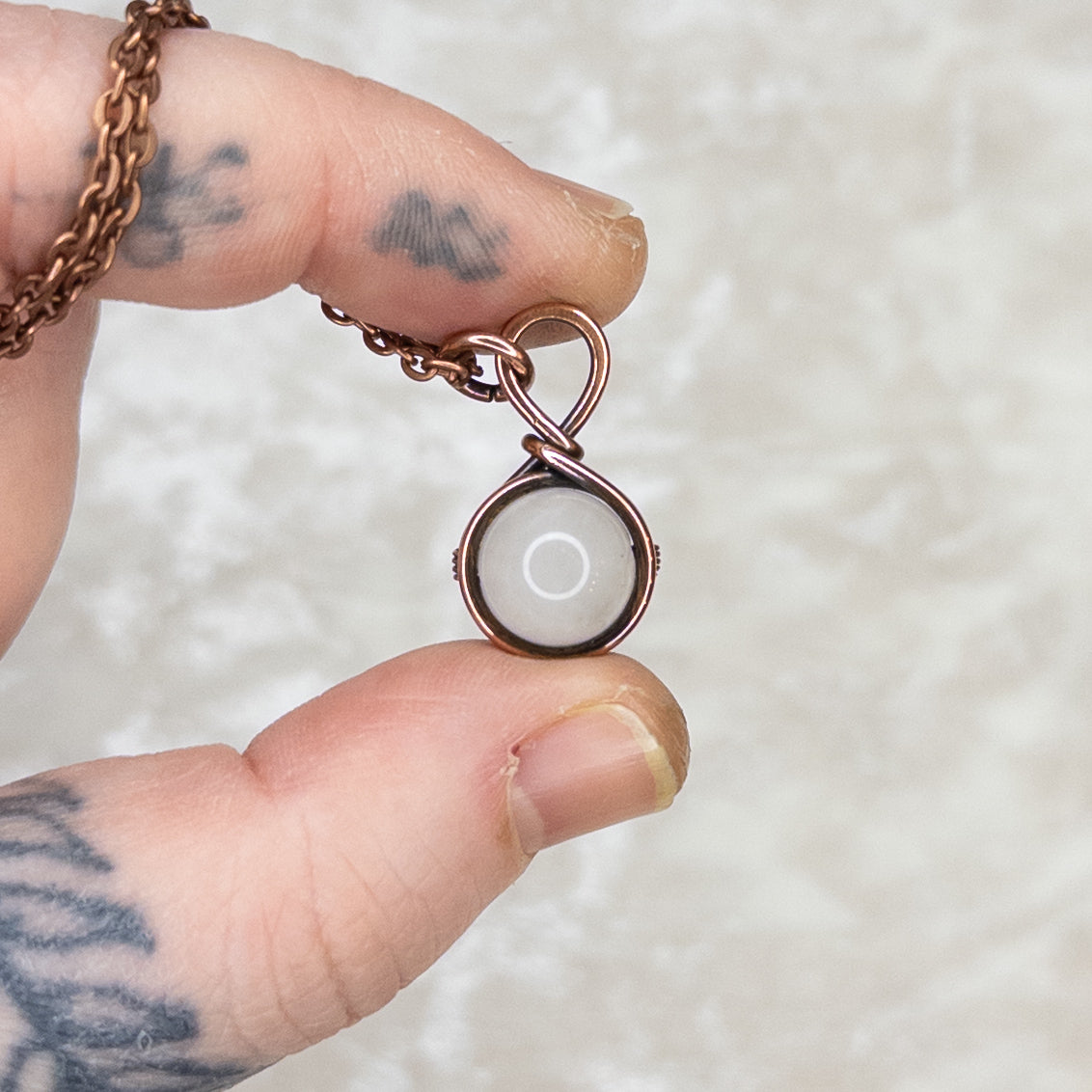 Drop Of Quartz Antiqued Copper Pendant