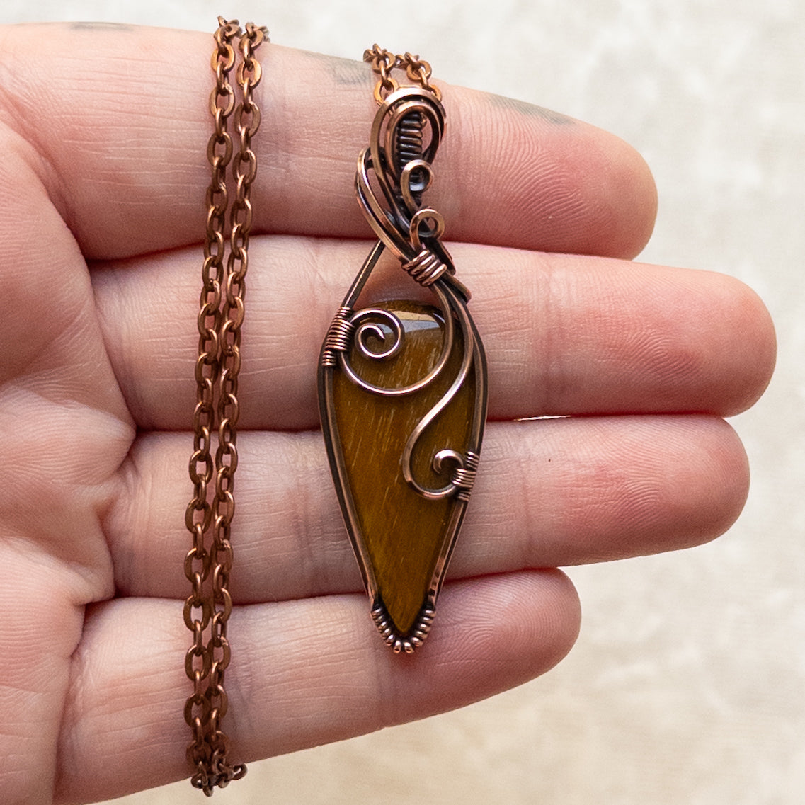 Tiger’s Eye Antiqued Copper Pendant