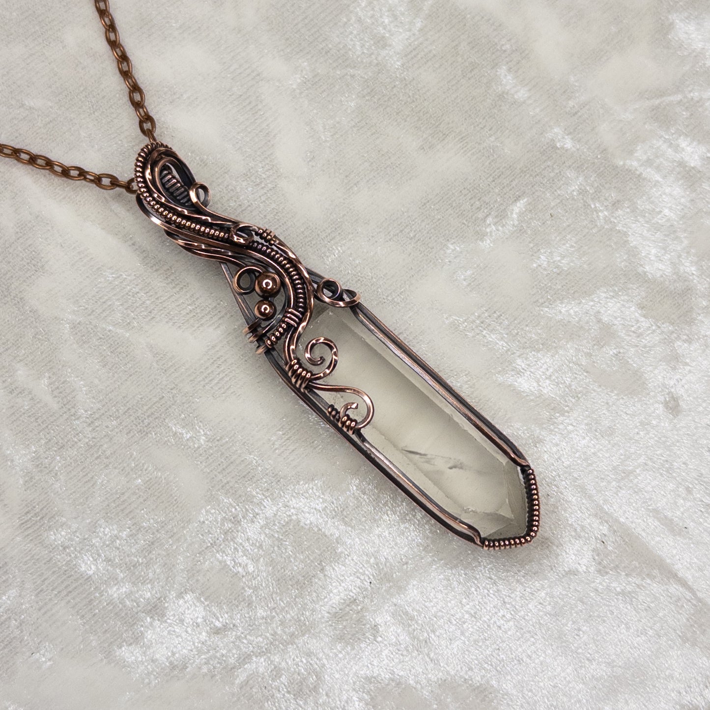 Natural Quartz Point Antiqued Copper Pendant