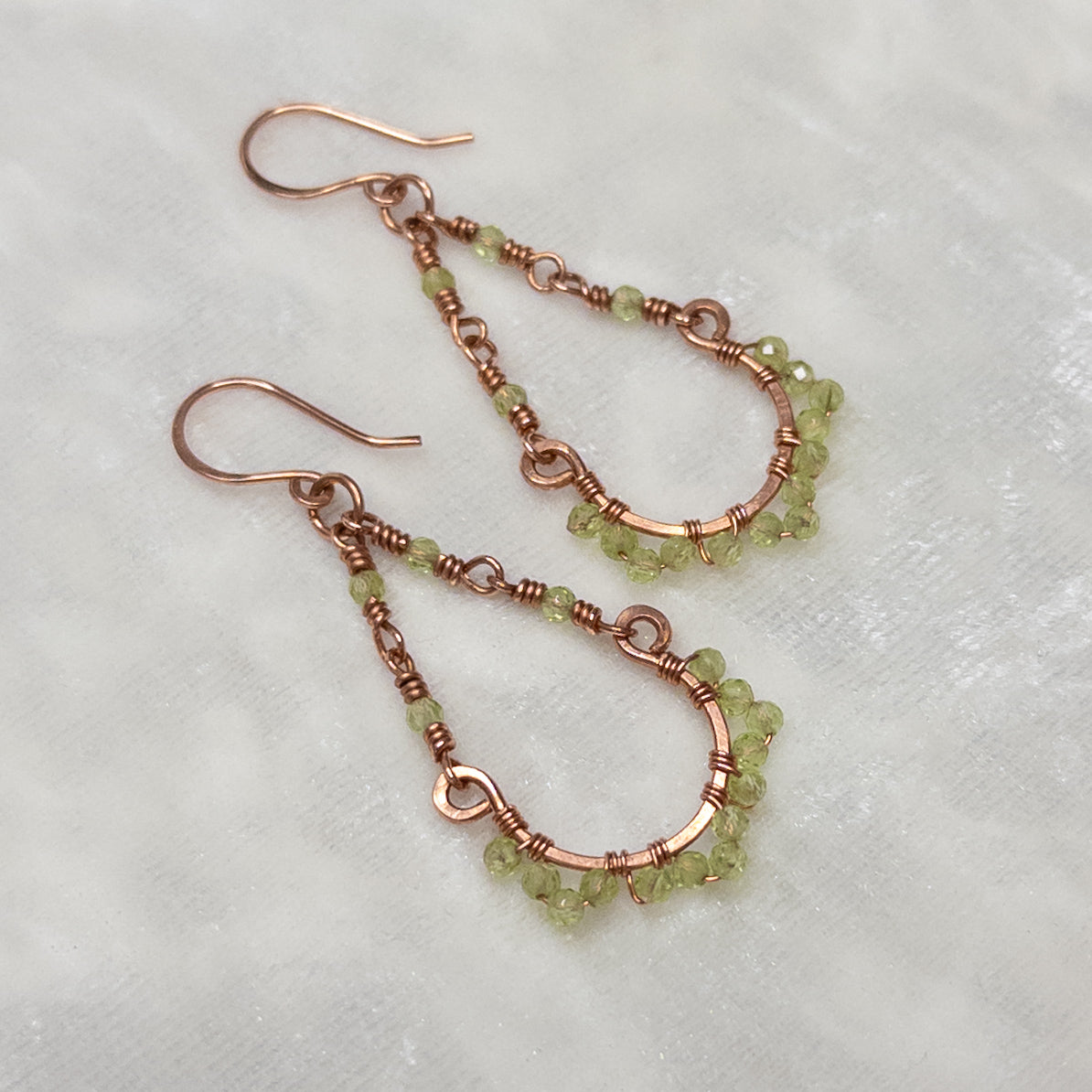 Peridot Copper Chandelier Earrings