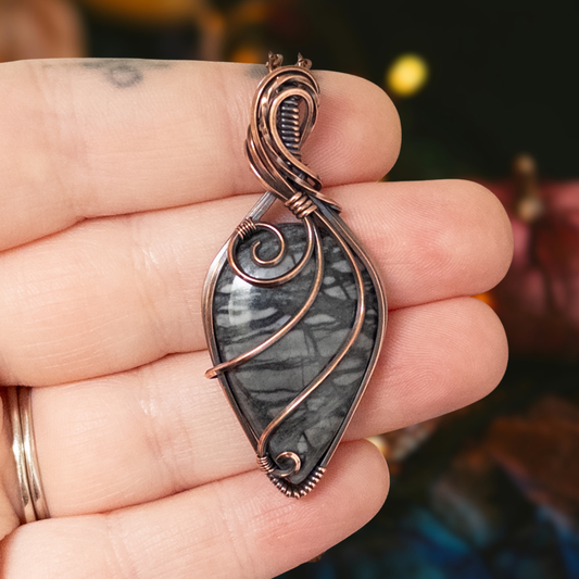 Picasso Jasper Antiqued Copper Pendant