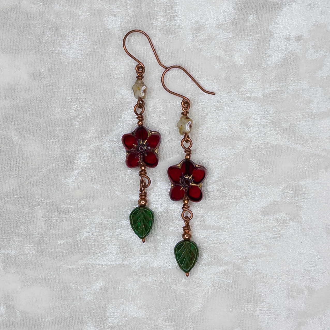 Poinsettia, Star, & Leaf Dangle Earrings