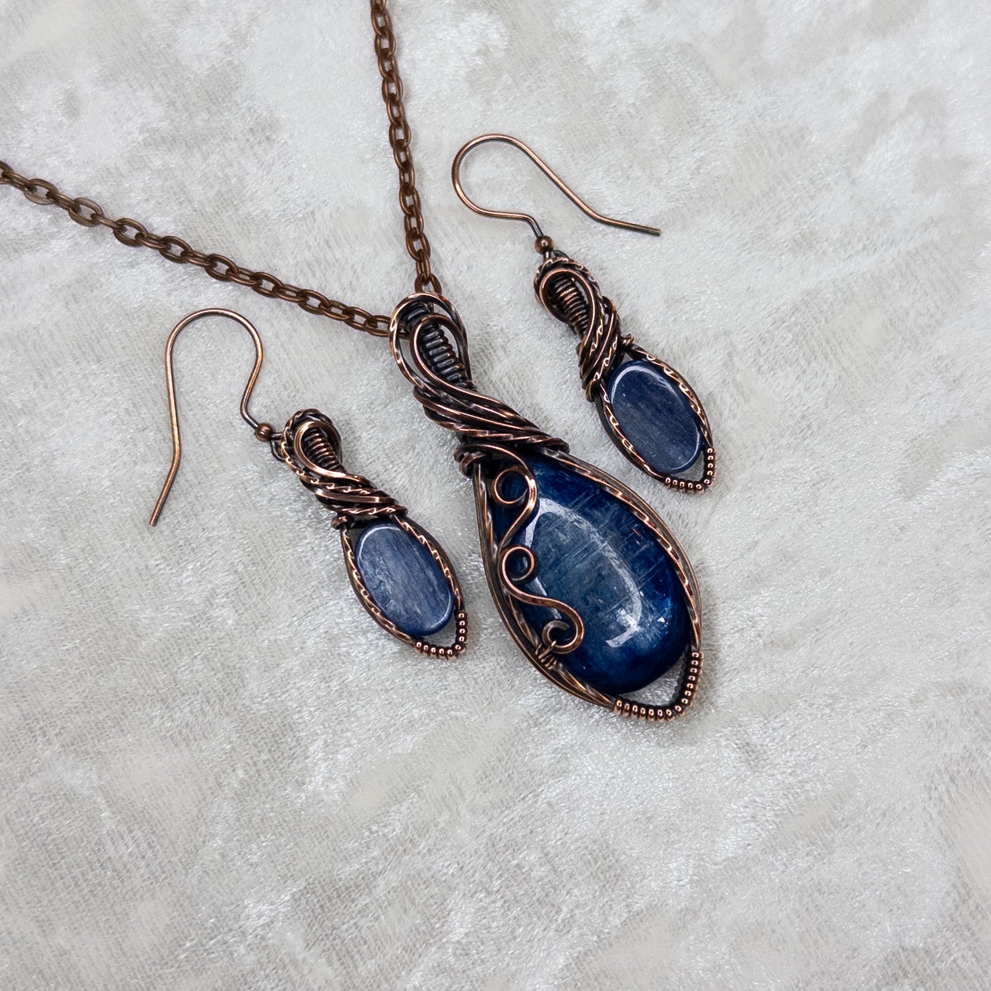Blue Kyanite Antiqued Copper Set