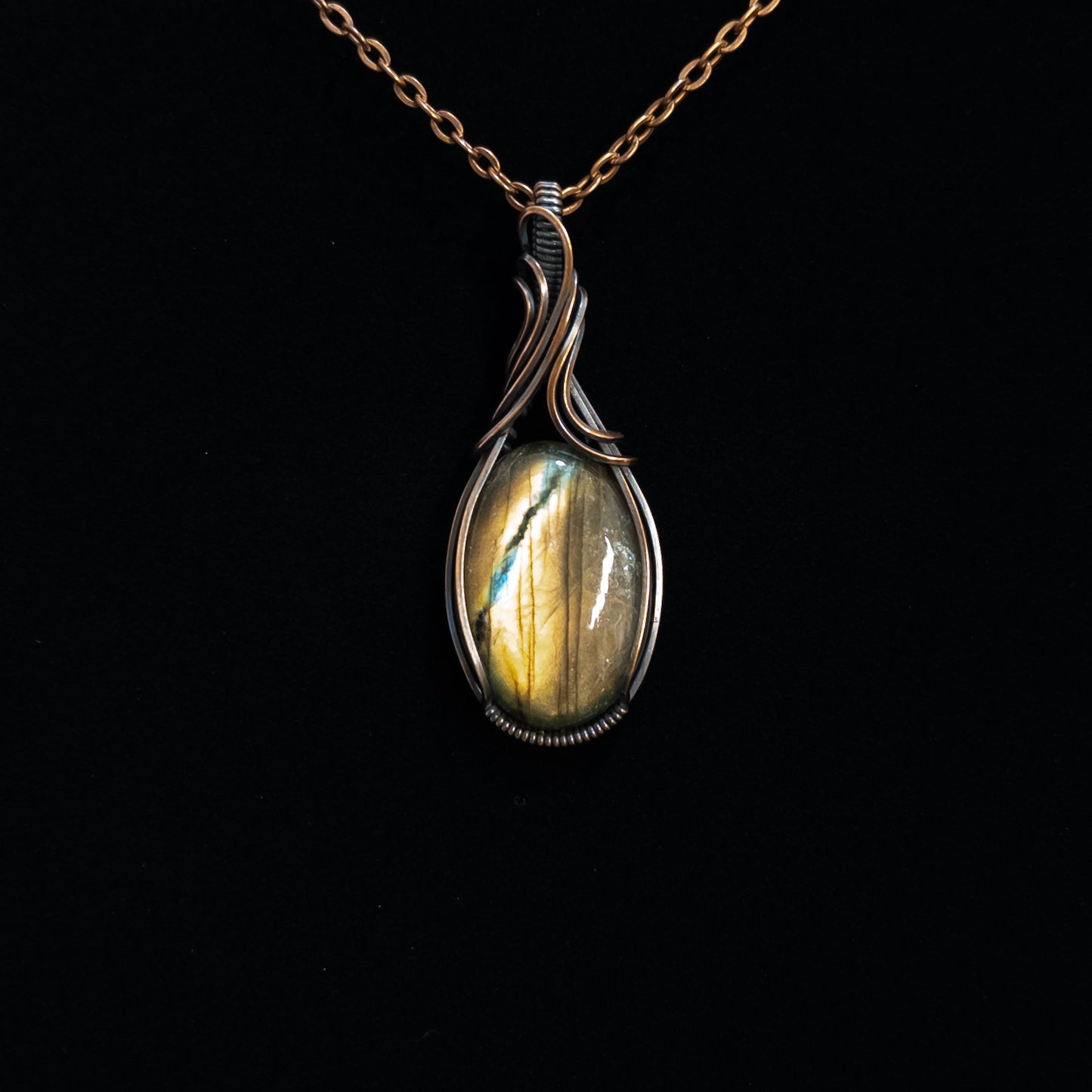 Golden Labradorite Copper Wrapped Pendant