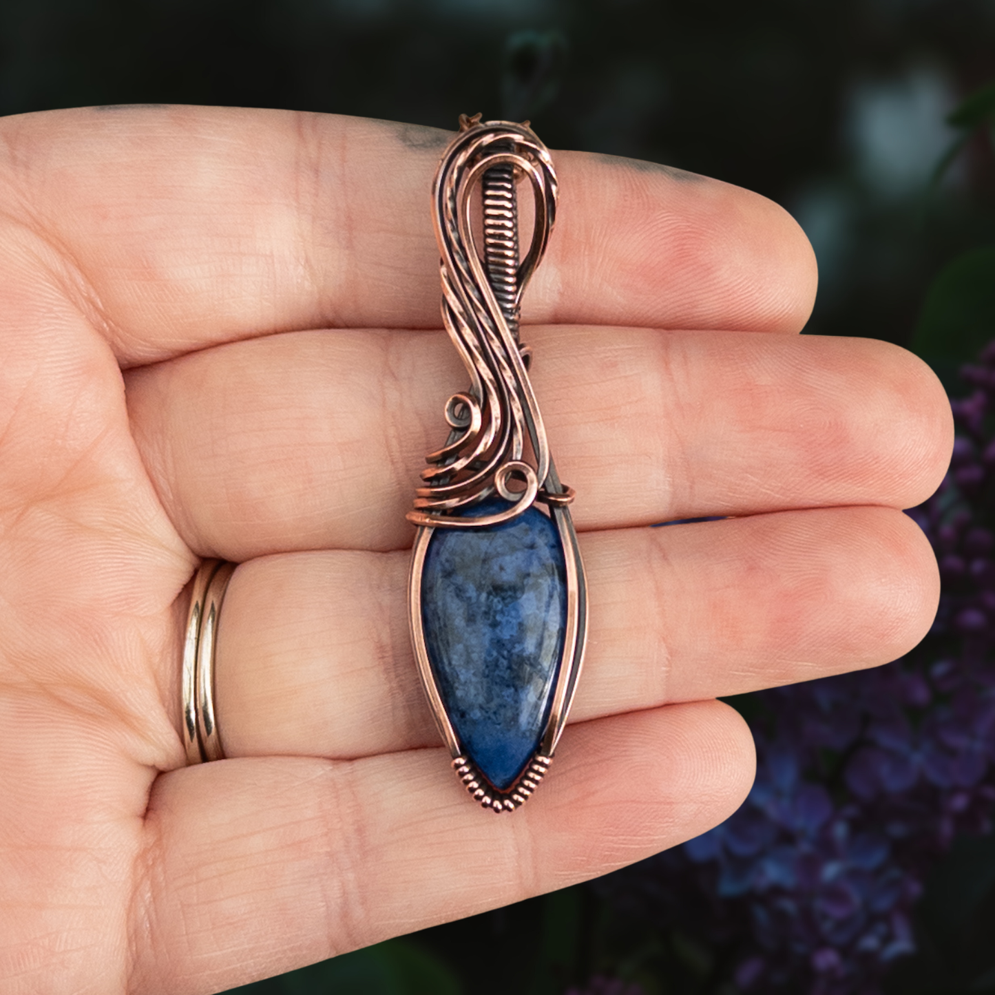 Dumortierite Antiqued Copper Pendant
