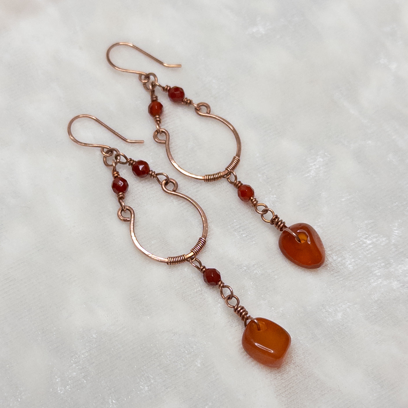 Carnelian Copper Chandelier Earrings