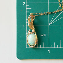 Charger l&#39;image dans la galerie, Tethys - Opal &amp; Gold Fill Wire Wrapped Pendant
