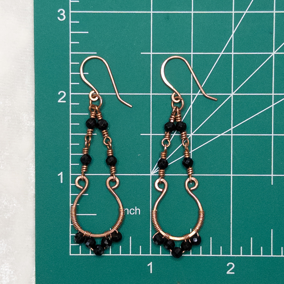 Black Tourmaline Copper Chandelier Earrings