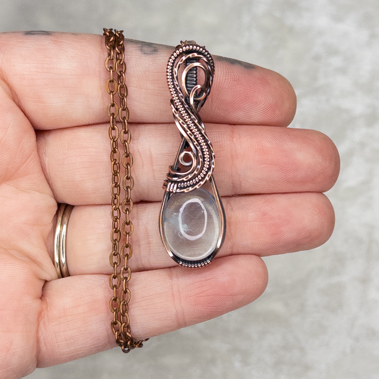 *March Birthstone* Aquamarine Antiqued Copper Pendant